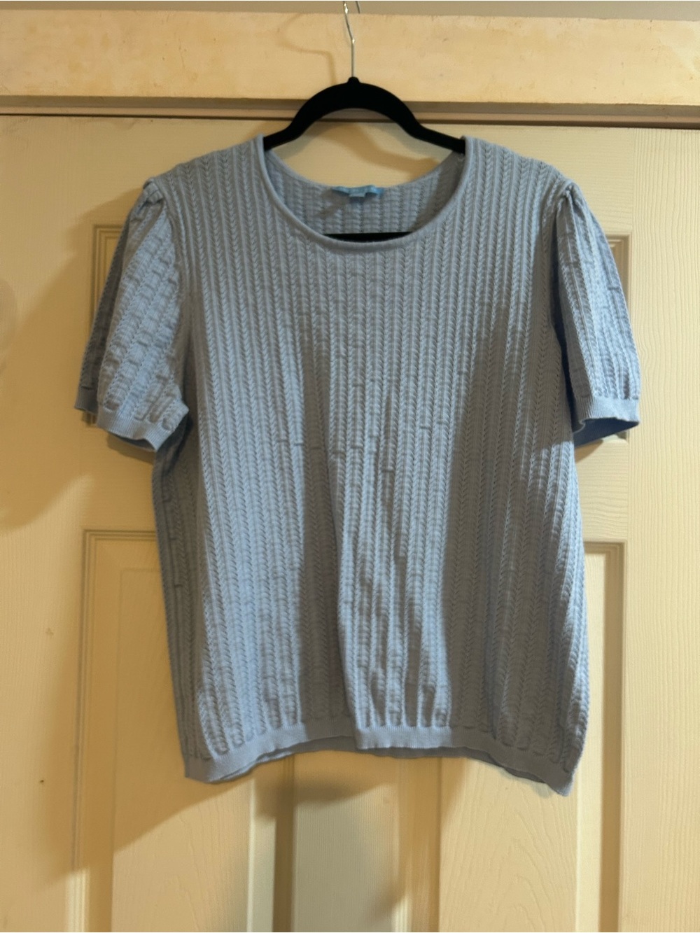 Draper James Light Blue Knit Short-Sleeve Pullover